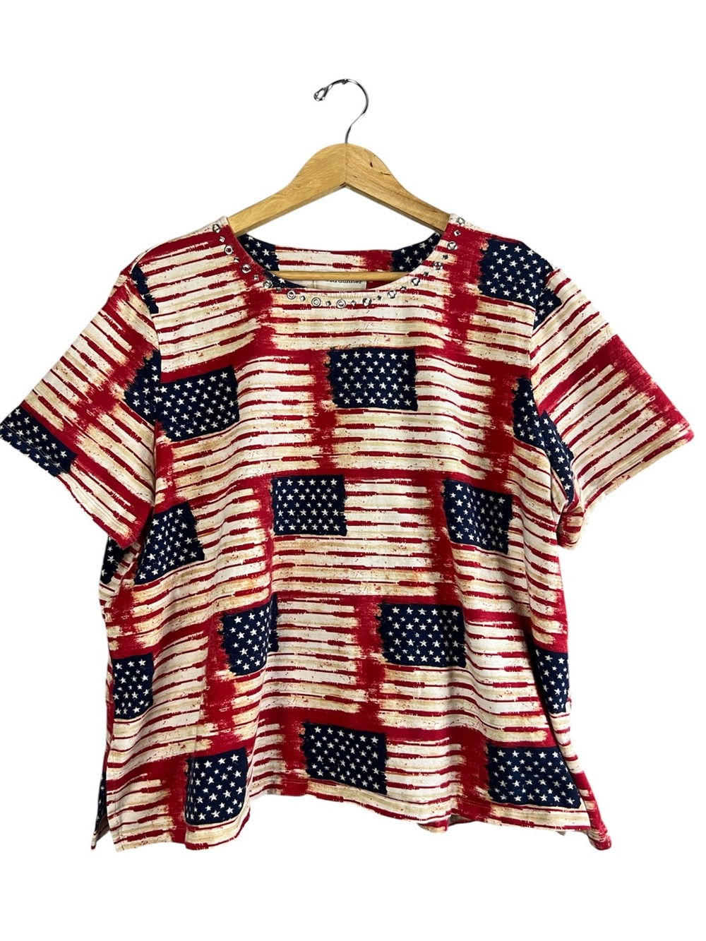 USA Flag Rustic Print Tee Size 2X July 4th